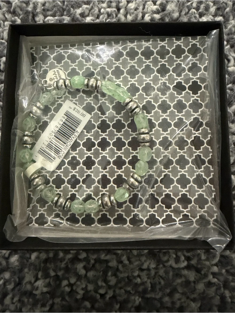 Alex and Ani Light Green Beaded Wrap Bracelet with Silver Accents